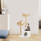 47in Cat Tree with Scratching Posts and Hammock, Tree Trunk Design Cat Tower, Plush Cat Condo with Hanging Toys, Cat Tree for Multiple Cats for Homes, Pet Shops, Living Rooms, Bedrooms