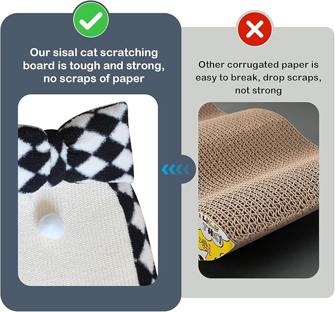 Cat Scratcher Bed 3 in 1 Sisal Cat Scratching Board for Indoor Oval Cat Scratch Pad Durable Scratching Lounge Bed Round Bowl with Toy Balls for Cats Kitten Puppy (24"x15.7"x3.5")