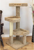 Island Interiors 51" Solid Wood Large Cat Tree 51" H x 28" W x 24" D Sturdy Solid Wood Cat Tree with Multiple Perches and Sisal Posts for Scratching