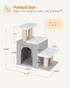 3-in-1 Cat Stairs for High Bed Couch, Multifunctional, Dog Steps for Small Doggie Pet Rabbits,19'' Tall, Beige, Medium