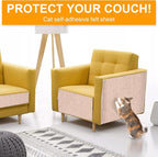 Large Cat Scratching Mat, 118"x15.8" Self-Adhesive Cat Scratch Furniture Protector, Trimmable DIY Cat Wall Climbing Carpet, Cat Couch Protector, Cat Scratching Pad Replacement (Khaki, 30 Nails)