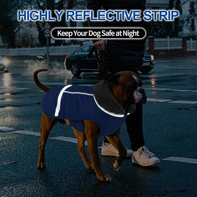 Doglay Dog Coat, Waterproof Dog Jacket Pet Winter Coat for Cold Weather with Thicken Furry Collar, Reflective Puppy Winter Jacket Warm Fleece Lining for Small Medium Large Pets