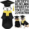 5 Pcs Dog Graduation Costume Set Include 2026 Pet Graduation Gown with Stole Puppy Grad Cap Lensless Glasses DIY Letter Stickers for Dogs Cats Holiday Costume Accessory(Black Yellow,M)