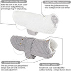 KYEESE Dog Coat Waterproof Dogs Jacket with Fleece Lined Soft Pet Sweater for Cold Weather Warm Pet Winter Puffer Coat with Leash Hole Thick Pets Clothes with Pocket Windproof Dog Coats for Small Dogs