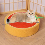 Orange Round Cat Bed - Fruit Shaped Sisal Wear-Resistant Scratcher