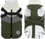 Warm Dog Winter Coat,Waterproof Dog Jacket with Built-in Harnes (Green, 2XL)