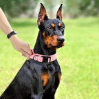 Tactical Dog Collar, Adjustable Military Training Nylon Dog Collar with Control Handle and Heavy Quick-Release Metal Buckle for Small Medium Large Dogs, Light Pink S