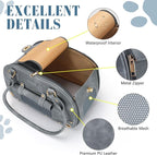 PetsHome Dog Carrier Purse, Pet Bag Bling Waterproof Premium Leather Pet Travel Portable Bag for Cat and Small Dog Home & Outdoor Small Grey