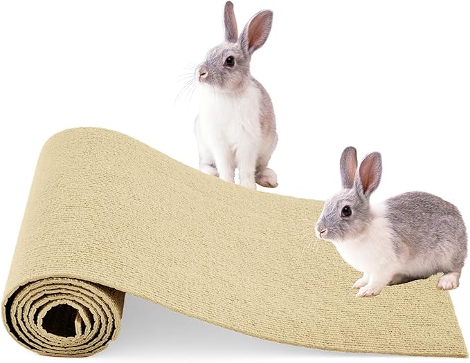 Rabbit Scratching Pad, Non-Woven Blanket with Back Adhesive, Rabbit Toys for Bunnies Boredom, Bunny Scratch Pad, Bunny Enrichment for Cage, Indoor, Living Room, Sofa （Brown）