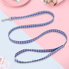 Tunkoo Dog Leash Plaid with Soft Comfy Cotton Handle，Girl Pet for Small Medium Large Dogs Cats Daily Walking（Bule Grid，M）