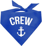 Crew with Anchor Dog Bandana | 100% Cotton | Made in USA | Boat & Fishing | Captain | Beach & Lake | Summer | Outdoors | Father's Day |Royal, One Size (265)