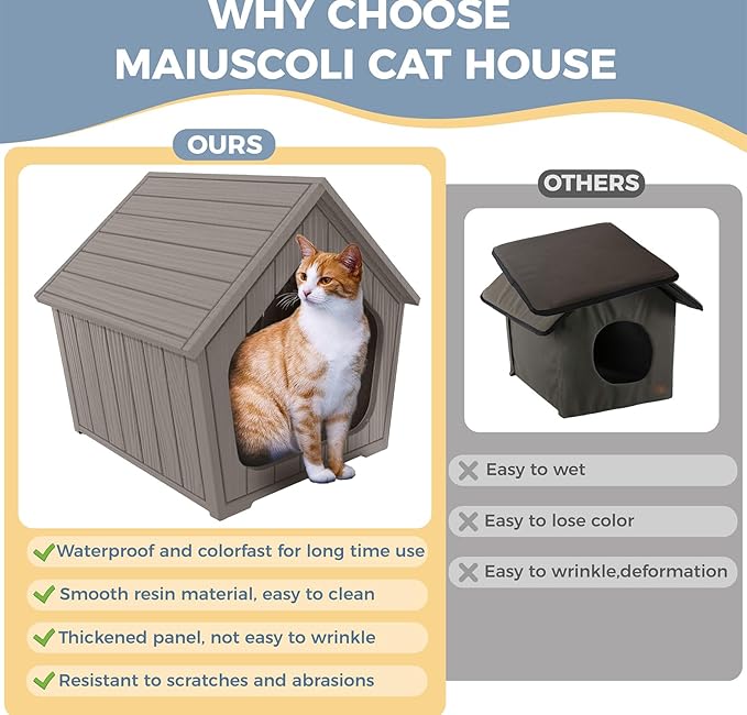 Dog House Indoor Outdoor Puppy Kennel Animal Shelter Water Resistant Easy Assembly Sturdy Dog Bed with Air Vents and Elevated Floor(Grey,23.4 * 22.6 * 22.8in)