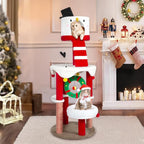 KAMABOKO Christmas Cat Tree Cat Tower with Cat Condos, 64.2" Multi-Level Top Perches, Sisal Ramp Scratching Posts, Cozy Basket, Hammocks, Large Cats Pet Activity Structure