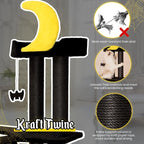Happy&Polly Gothic Cat Tree- Black Cat Tower with Spacious Private Basket Bed, Natural Sisal Scratch Post& Climbing Ladder with Hanging Bat Toy,Multi-Level Cat Activities Furniture for Perching