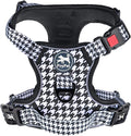 PoyPet No Pull Dog Harness, [Release on Neck] Reflective Adjustable No Choke Pet Vest with Front & Back 2 Leash Attachments, Soft Control Training Handle for Small Medium Large Dogs(Houndstooth,XL)