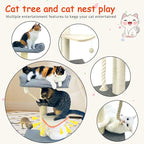 35" Cat Tree Tower for Indoor Cats, Tall Cat Scratching Post with Large Bed for Maine Coon Big Cats, Sisal Cat Scratcher with Soft Perch & Hammock, Stable Cat Stand, Gray