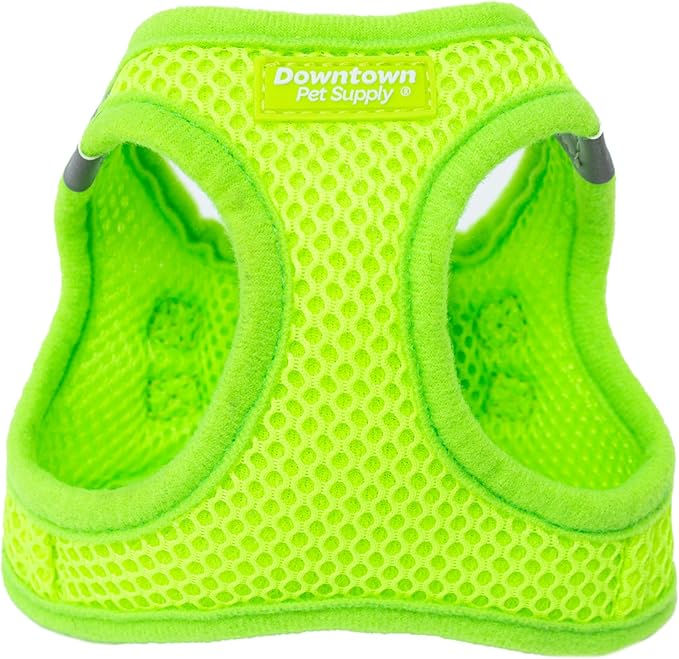 Downtown Pet Supply Step in Dog Harness for Small Dogs No Pull, Medium, Atomic Yellow - Adjustable Harness with Padded Mesh Fabric and Reflective Trim - Buckle Strap Harness for Dogs