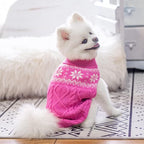 Warm Winter Dog Sweater - Cold Weather Pet Clothes for Small Medium Large Dogs Indoor Outdoor, Soft Classic Knit Puppy Apparel, Pink, ML