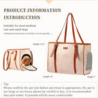 Fashion Dog Purse Pet Carrier Leather Bag for Small Dogs Cats Puppy, Portable Tote Bag Airline Approved Soft-Sided Carriers (Beign)
