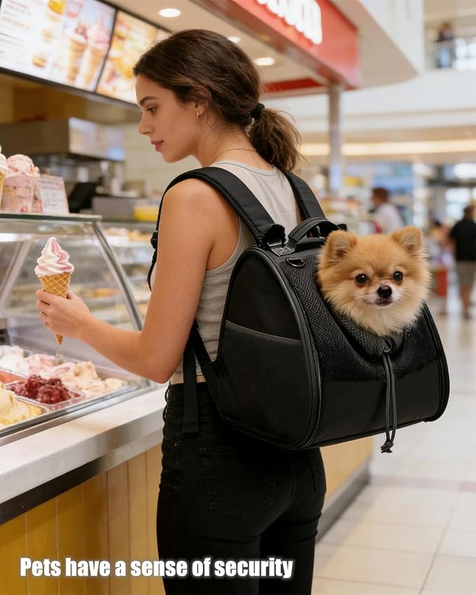 Pet Dog & Cat Chest Carrier Backpack,Adjustable Ventilated Carrier for Small Dogs Cats,Front Facing Puppy Carrier Backpack,Lightweight Doggy Backpack for Travel Hiking Outdoor (Black)