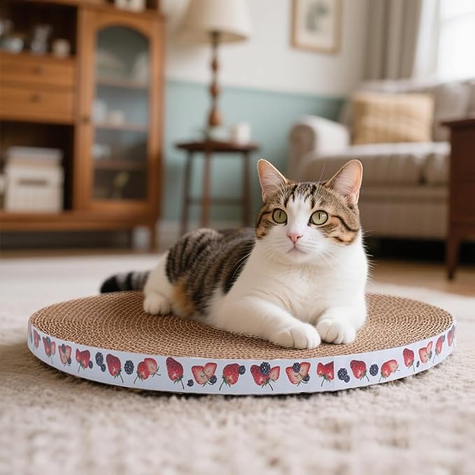 Round Cat Scratcher Pad 10 inch Diameter 3/5 inch Thickness Scratch Replacement Refill Scratching Board Cat scratchers for Indoor Cats (3 Pc)