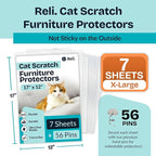 Reli. Cat Scratch Furniture Protector (7 Pack w/Pins) XL | Cat Couch Protector from Claws | Clear Plastic Anti Scratch Furniture Shield for Couch Corner, Sofa