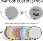 Personalized Cat Scratcher Mat, Customized with Name Text Natural Cotton Rope Round Horizontal Cat Scratching Pads with Ball Toy, Cat Furniture Protector for Wall, Couch, Carpets, Sofa (Black)