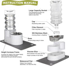 RIZZARI Automatic Pet Waterer, Gravity Stainless Steel Water Dispenser, 100% BPA-Free, Large Capacity Water Feeder for Cats and Small and Medium-Sized Dogs (8L, Bright White)