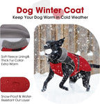 Nanaki Small Dog Coat for Winter Waterproof, Warm Fleece Lining Furry Collar Dog Jacket with Leash Hole, Reflective Adjustable Cold Weather Puppy Jacket Vest, Pullover Pet Snow Suit Male Female,Red S