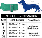 Geyecete Dachshund Sweaters for Dogs, Dachshund Coat Perfect Winter Coat with Padded Fleece Lining and High Collar, Dog Snowsuit with Adjustable Bands - Green - S