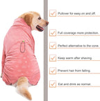 Dog Coats Autumn Winter Jumpsuit for Large Medium Dogs, Warmer Recovery Suit Polar Fleece Dog Bodysuit Lightweight Pajamas Pullover Stretchy Onesie Four-Legged Cold Weather Clothes(3XL, Pink)