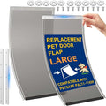 2 Pack Large Dog Door Replacement Flaps with Metal Bracket, Screws and Washers, Compatible with Petsafe Freedom Doggie Doors, PAC11-11039 10 1/8" X 16 7/8" -with Screws(Smoky Translucent)
