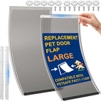 2 Pack Large Dog Door Replacement Flaps with Metal Bracket, Screws and Washers, Compatible with Petsafe Freedom Doggie Doors, PAC11-11039 10 1/8" X 16 7/8" -with Screws(Smoky Translucent)