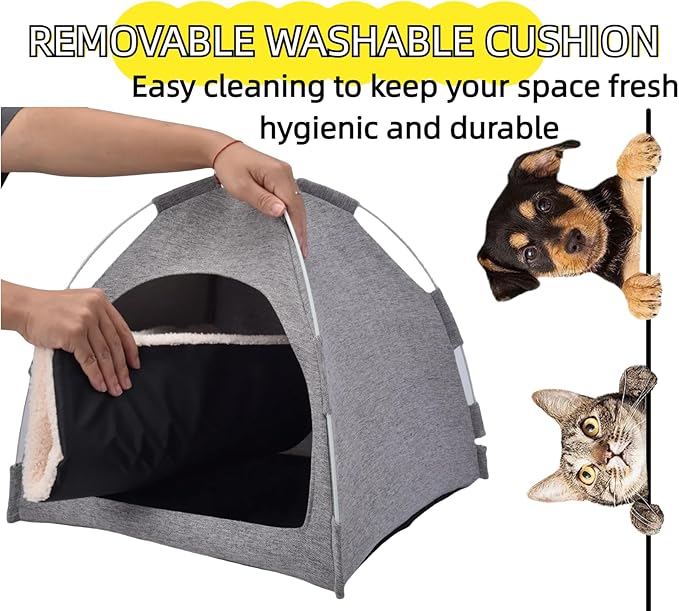 Cat Tent, Cat Houses for Indoor Cats, Quick Assembly and Disassembly, Portable Pet Tent, for Cats, Small Dogs and Other Small Animals (Blue Grey)