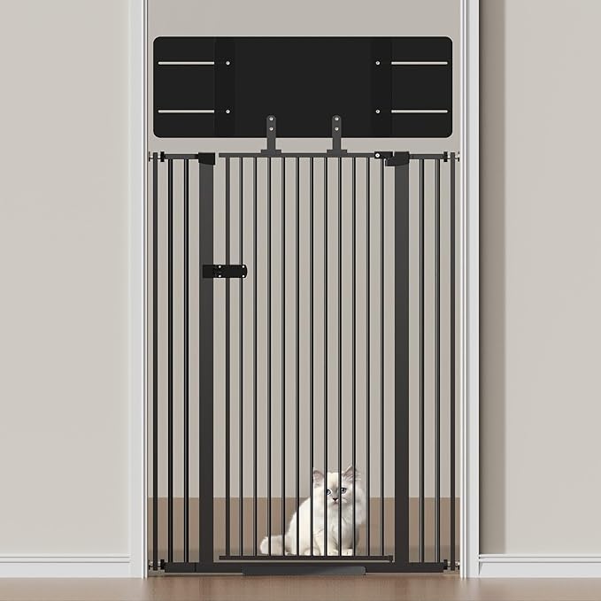 Snagle Paw Extra Tall Cat Gate with Acrylic Top Panel，30-40.6" Wide Adjustable Pet Gates, Pressure Mounted, No-Drill Easy Install,Tall Cat Gate for Doorways,Stairs,Kitchen 71",Black