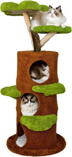 Modern Cat Tree Tower: 58Inch Tall Cat Tree for Large Cats with Multi Condos - Indoor Wood Cat Tree House Sturdy with Scratching Post