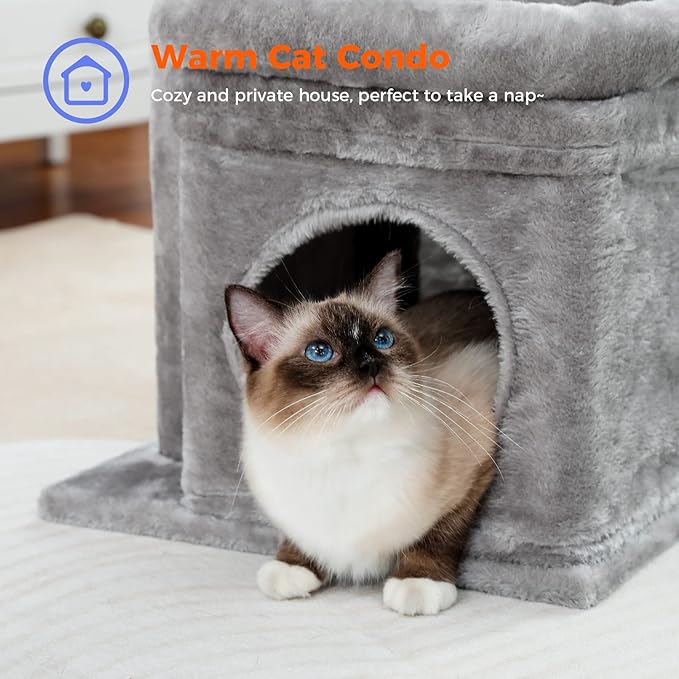 PEQULTI Small Cat Tree Tower for Large Adult Cats and PEQULTI Cat Tree Tower for Indoor Cats