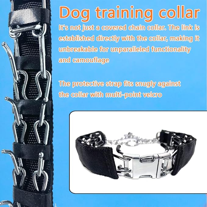 Dog Chain Collar, with Design Safety Buckle, Stainless Steel Durable Chewy for Small Medium Large Dog (Medium/Large (18-23" Neck, 3.0mm), Black)