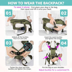 Lukovee Dog Backpack Carrier, Legs Out Easy-fit Dog Front Carrier for Small Medium Dogs, Adjustable Hands Free Dog Chest Carrier for Hiking Cycling (Green-4,Medium)