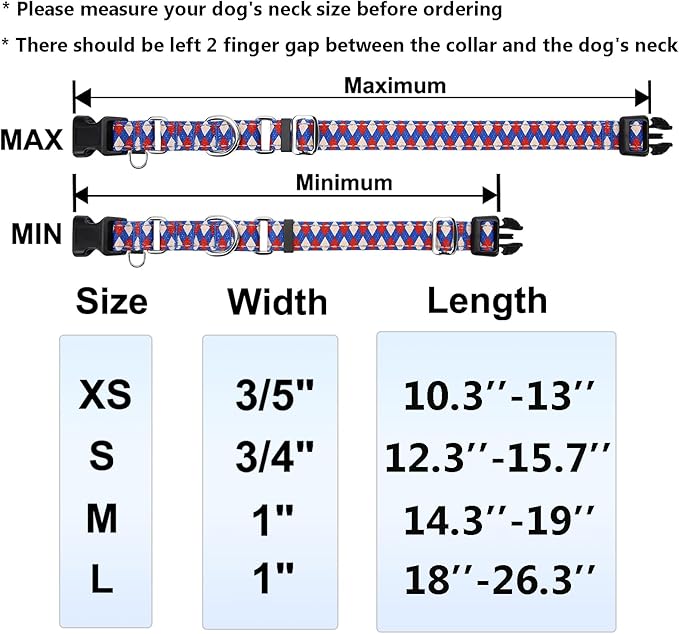 Reflective Martingale Dog Collar with Buckle Soft Nylon Geometric Patterns Pet Collars for Large Dogs (Argyle, L)
