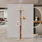 Floor-to-Ceiling Cat Tree,Cat Tower with Adjustable Height (100.4-104.3''),Tall Climbing Tree with Clear Space Capsule,Activity Tree Indoor/Outdoor Cat Scratching Post Activity Center