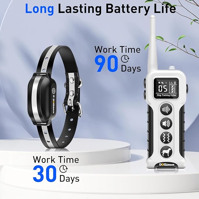 Vibrating Dog Collar - Vibration Collar for Dogs Training, No Shock Dog Training Collar with Remote Upgraded 3300ft Range, 9 Style Tones and Vibration Collar, White