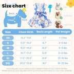 Cute Dog Dress Small Dog Clothes for Girls Female Puppy Outfits Blue Daisy Pet Summer Clothes Bowknot Doggy Cat Princess Dress Harness Set for Holiday Birthday Party Costume Clothing (Blue,XL)