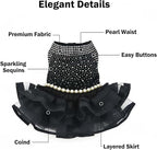 Dog Bling Black Birthday Party Dress,Pet Tutu Skirt Happy New Year Wedding Dress for Small Medium Dog,Summer Dog Shirt Clothes Outfits (X-Small, Black)