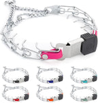 Herm Sprenger Chrome Plated Steel Dog Collar with Quick Release ClicLock Buckle and Biothane Insert Training Collar for Dogs Made in Germany (Passionfruit Pink, 16in x 2.25mm(neck size up to 13-14in))