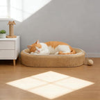 Cat Scratching Post and Cat Mat - 24 Inch Durable Sisal Rope with Interactive Ball, 3-in-1 Cat Scratcher Cardboard Bed for Indoor Cats to Play, Round-Oval Rest and Scratch (Simplified Version)