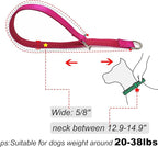 Reflective Slip Dog Collar, Training Loop Dog Collar Suitable for Dogs Weight 20-38 lbs, Nylon Collars with Soft Padded (5/8" W x 15.5" L, Pink)