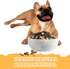 White Dog Bowl, Marble Dog Food Bowl, Non-Slip Stone Dogs Water Bowl Large, Non-Tipping Heavy Duty Pet Bowl for Large Dogs, African Natural Marble, Holds 4.6Cups(7.5lbs)