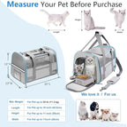 Heavy Duty 20 Inch Cat Carrier with Double Doors, Collapsible Airline Approved Pet Crate for Large Cats, Easy-Clean Travel Kennel for Car, Vet, Airport, Home Use, Light Grey