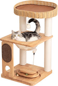 Cat Tree Tower, Freestanding, Stylish, Cushioned Bed, Large Base, for Multiple Cats, Compact, Winter and Summer Use, Summer Mat Included, for Large Cats (81cm Brown)